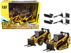 Set of 2 pieces CAT Caterpillar 272D2 Skid Steer Loader and CAT Caterpillar 297D2 Compact Track Loader with Accessories 1/64 Diecast Models by Diecast Masters-0