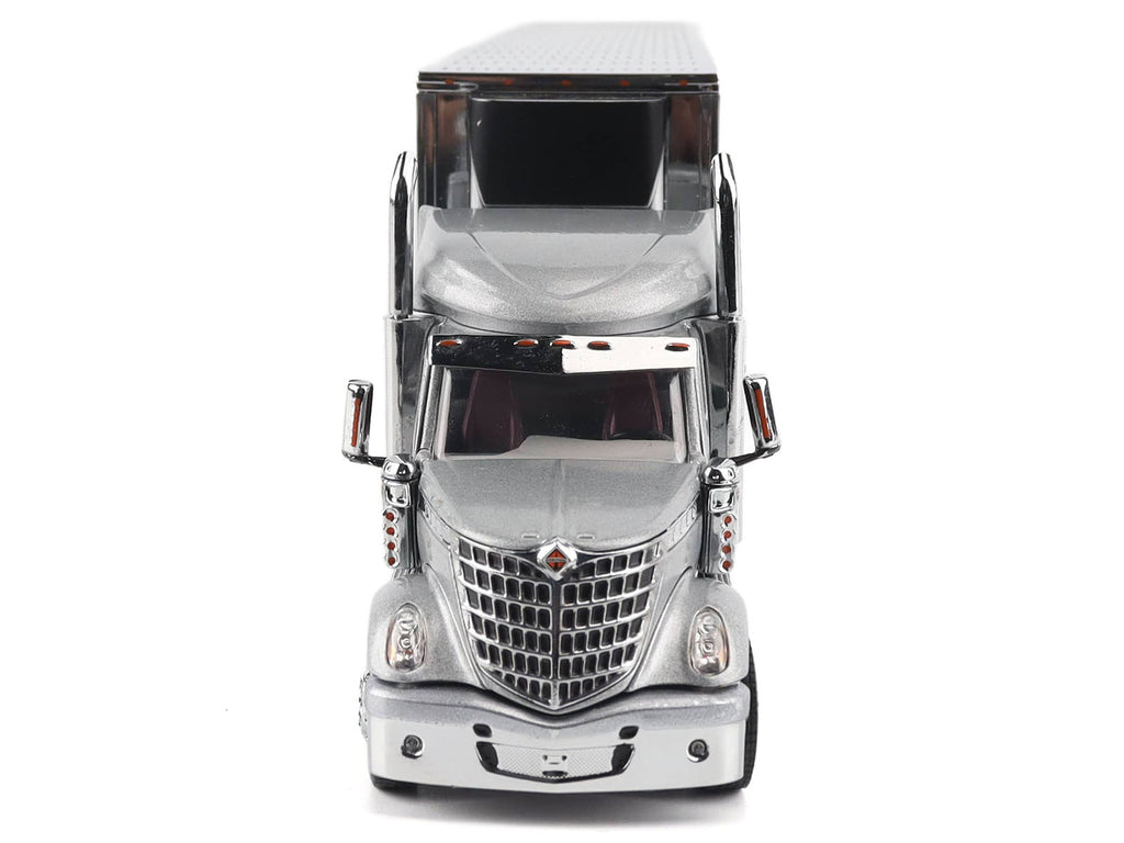 International Lonestar Truck with Sleeper Silver Metallic with "CAT Caterpillar" Mural Trailer "Transport Series" 1/50 Diecast Model by Diecast Masters