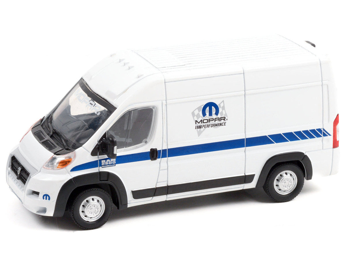 2018 RAM ProMaster 2500 Cargo High Roof Van "MOPAR Performance" White with Blue Stripes 1/43 Diecast Model Car by Greenlight-0