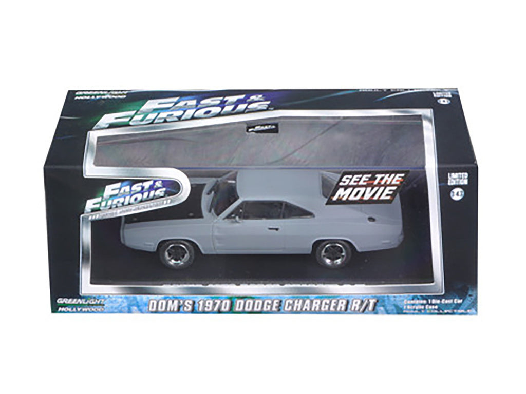 Dom's 1970 Dodge Charger R/T Primered Grey "Fast and Furious" Movie (2009) 1/43 Diecast Car Model by Greenlight-2