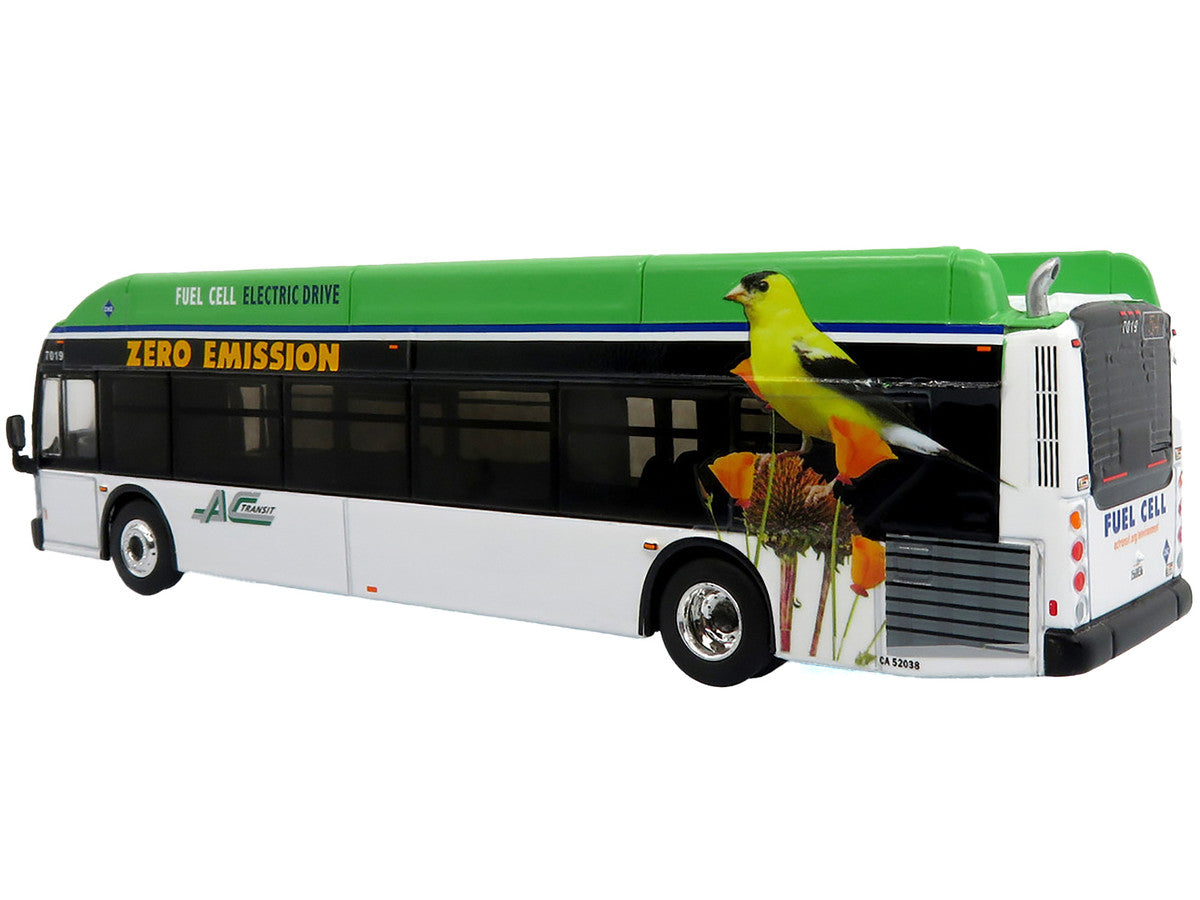 New Flyer Xcelsior XHE40 Transit Bus "AC Transit - Zero Emission" White and Green with Graphics "The Bus & Motorcoach Collection" Limited Edition 1/87 (HO) Diecast Model by Iconic Replicas-3