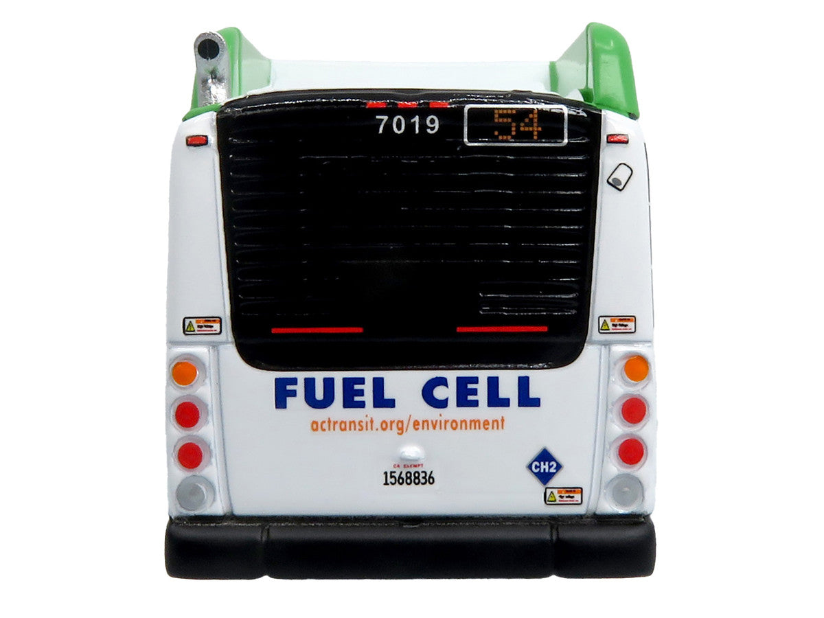 New Flyer Xcelsior XHE40 Transit Bus "AC Transit - Zero Emission" White and Green with Graphics "The Bus & Motorcoach Collection" Limited Edition 1/87 (HO) Diecast Model by Iconic Replicas-0
