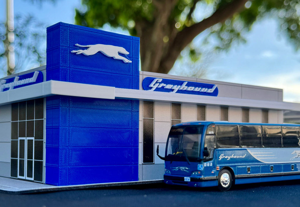 Greyhound Bus Station Diorama EZ Assembly Kit 1/87 (HO) Model by Iconic Replicas-1
