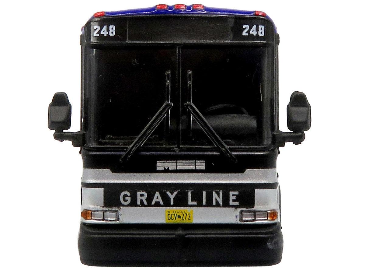 2001 MCI D4000 Coach Bus "Gray Line of Alaska" Dark Blue with Stripes "Vintage Bus & Motorcoach Collection" Limited Edition to 504 pieces Worldwide 1/87 (HO) Diecast Model by Iconic Replicas-2