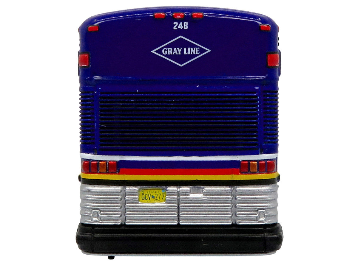 2001 MCI D4000 Coach Bus "Gray Line of Alaska" Dark Blue with Stripes "Vintage Bus & Motorcoach Collection" Limited Edition to 504 pieces Worldwide 1/87 (HO) Diecast Model by Iconic Replicas-3