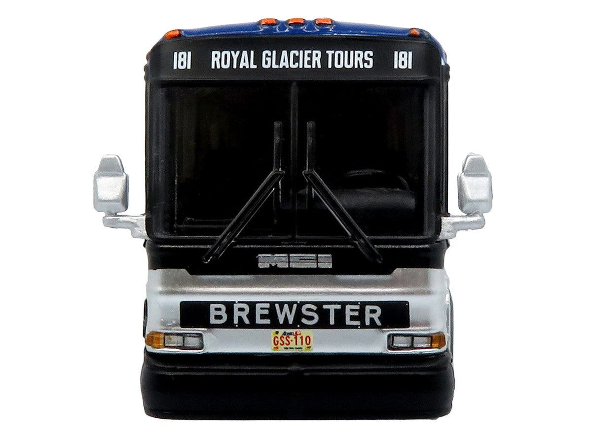 2001 MCI D4000 Coach Bus "Brewster Gray Line" White with Blue Stripes "Vintage Bus & Motorcoach Collection" Limited Edition to 504 pieces Worldwide 1/87 (HO) Diecast Model by Iconic Replicas-2