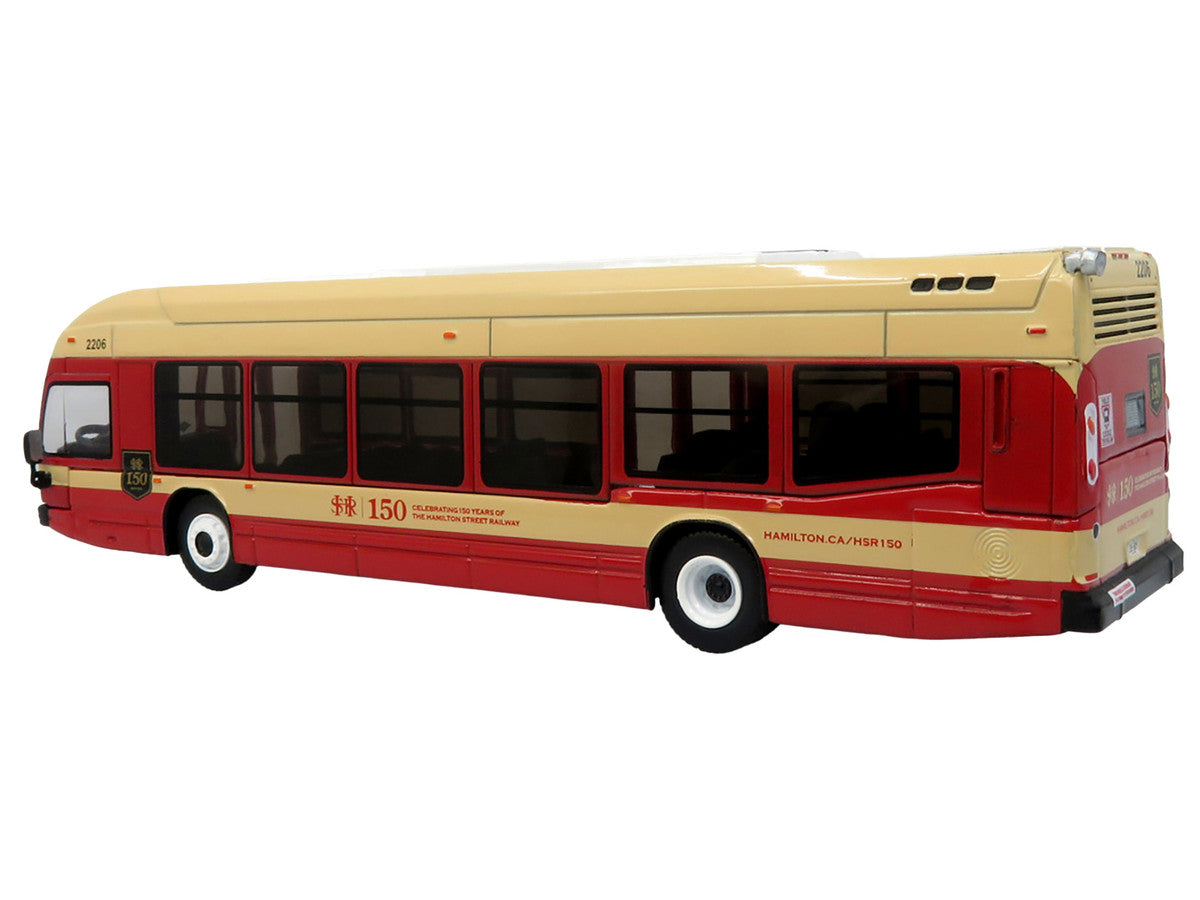 Nova Bus LFS HEV Transit Bus "Hamilton Street Railway 150th Anniversary" Cream and Red "The Bus & Motorcoach Collection" Limited Edition to 504 pieces Worldwide 1/87 (HO) Diecast Model by Iconic Replicas-1