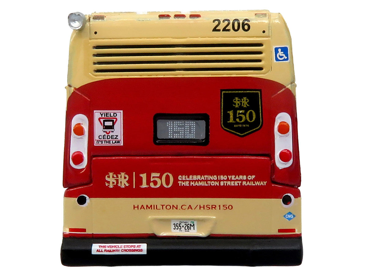 Nova Bus LFS HEV Transit Bus "Hamilton Street Railway 150th Anniversary" Cream and Red "The Bus & Motorcoach Collection" Limited Edition to 504 pieces Worldwide 1/87 (HO) Diecast Model by Iconic Replicas-3