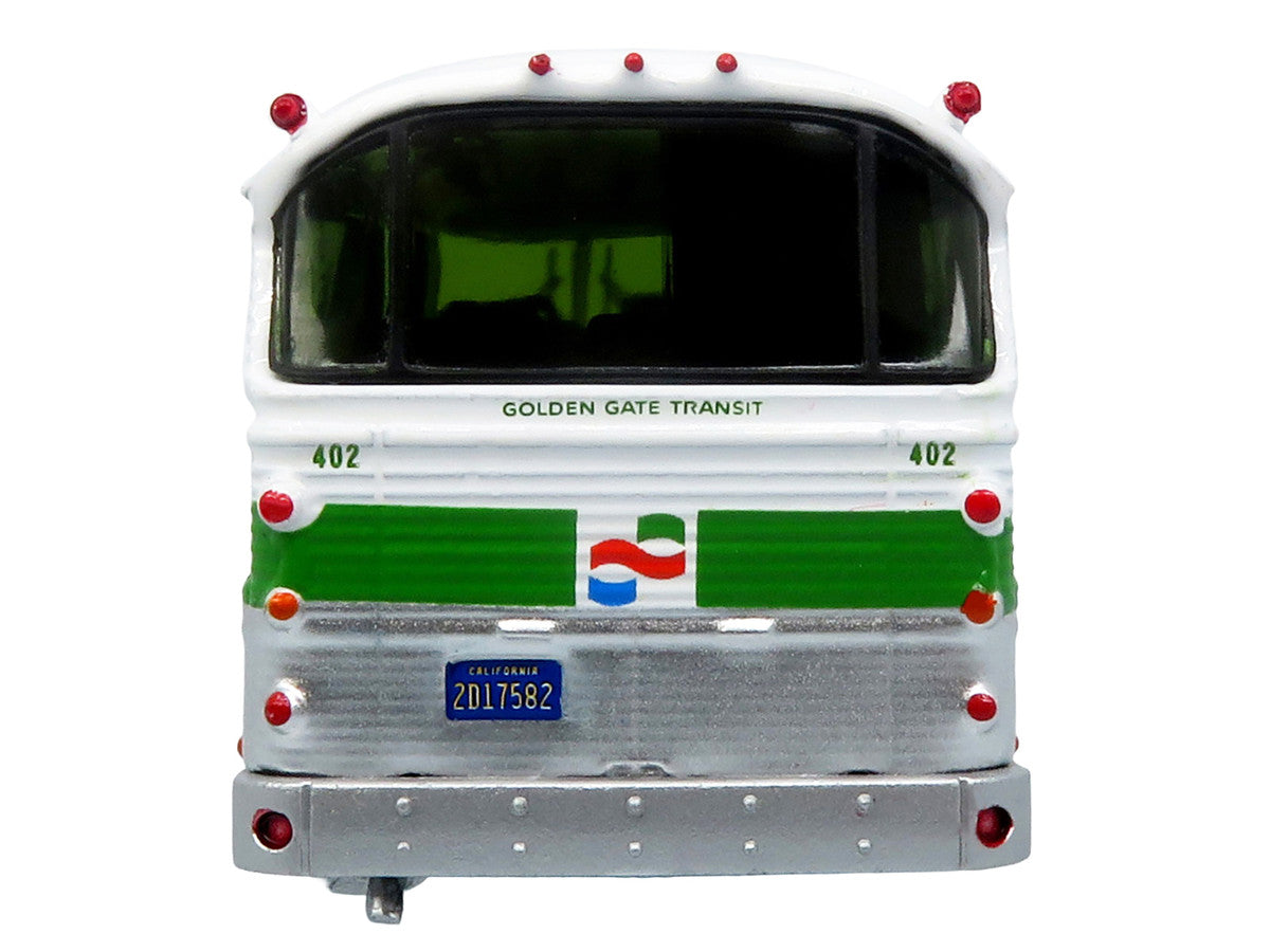 1964 MCI MC-5A Coach Bus "Golden Gate Transit" White with Green Stripes "Vintage Bus & Motorcoach Collection" Limited Edition to 504 pieces Worldwide 1/87 (HO) Diecast Model by Iconic Replicas-2