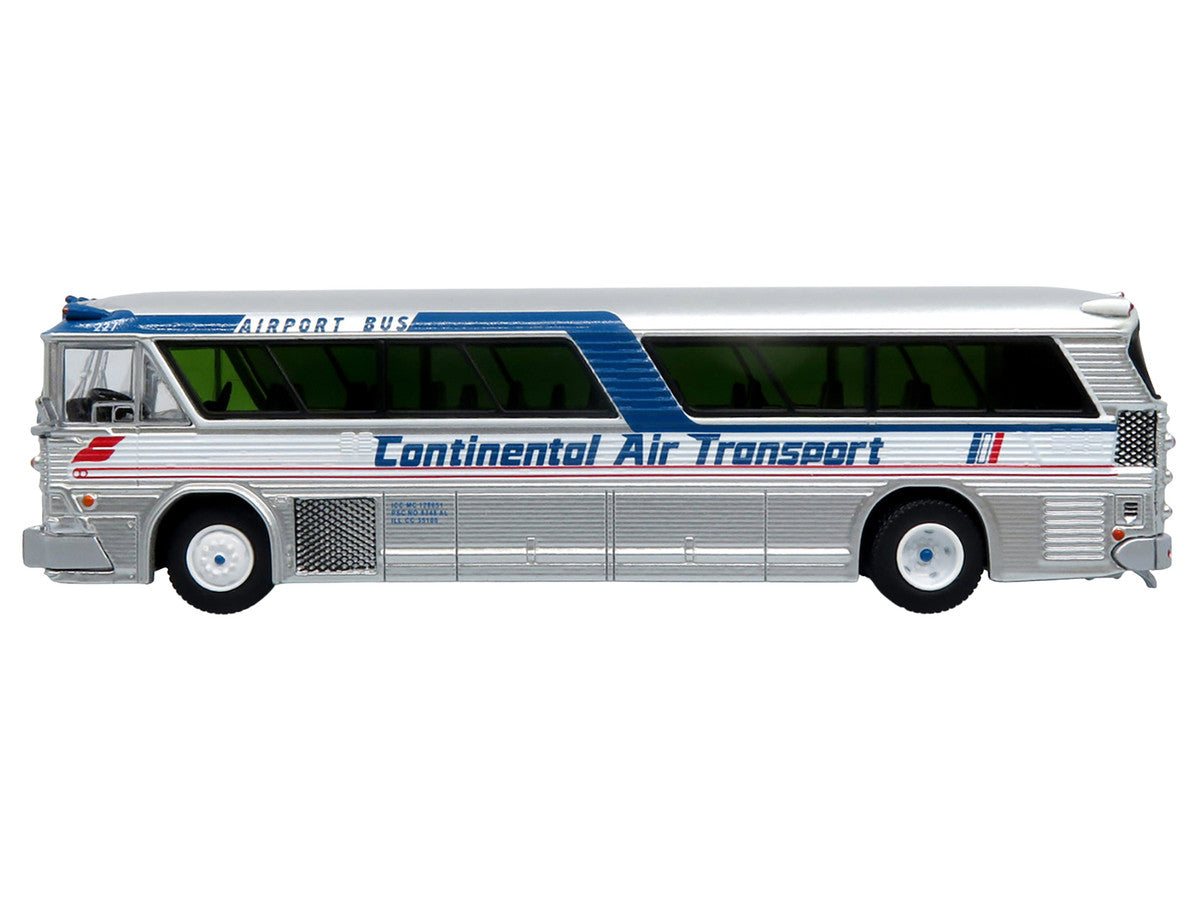 1964 MCI MC-5A Coach Bus "Continental Air Transport" Silver with Blue Stripes "Vintage Bus & Motorcoach Collection" Limited Edition to 504 pieces Worldwide 1/87 (HO) Diecast Model by Iconic Replicas-1