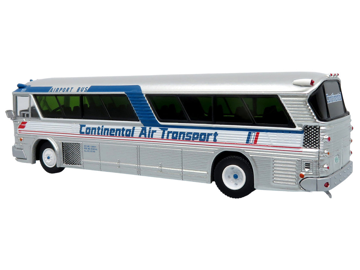 1964 MCI MC-5A Coach Bus "Continental Air Transport" Silver with Blue Stripes "Vintage Bus & Motorcoach Collection" Limited Edition to 504 pieces Worldwide 1/87 (HO) Diecast Model by Iconic Replicas-0