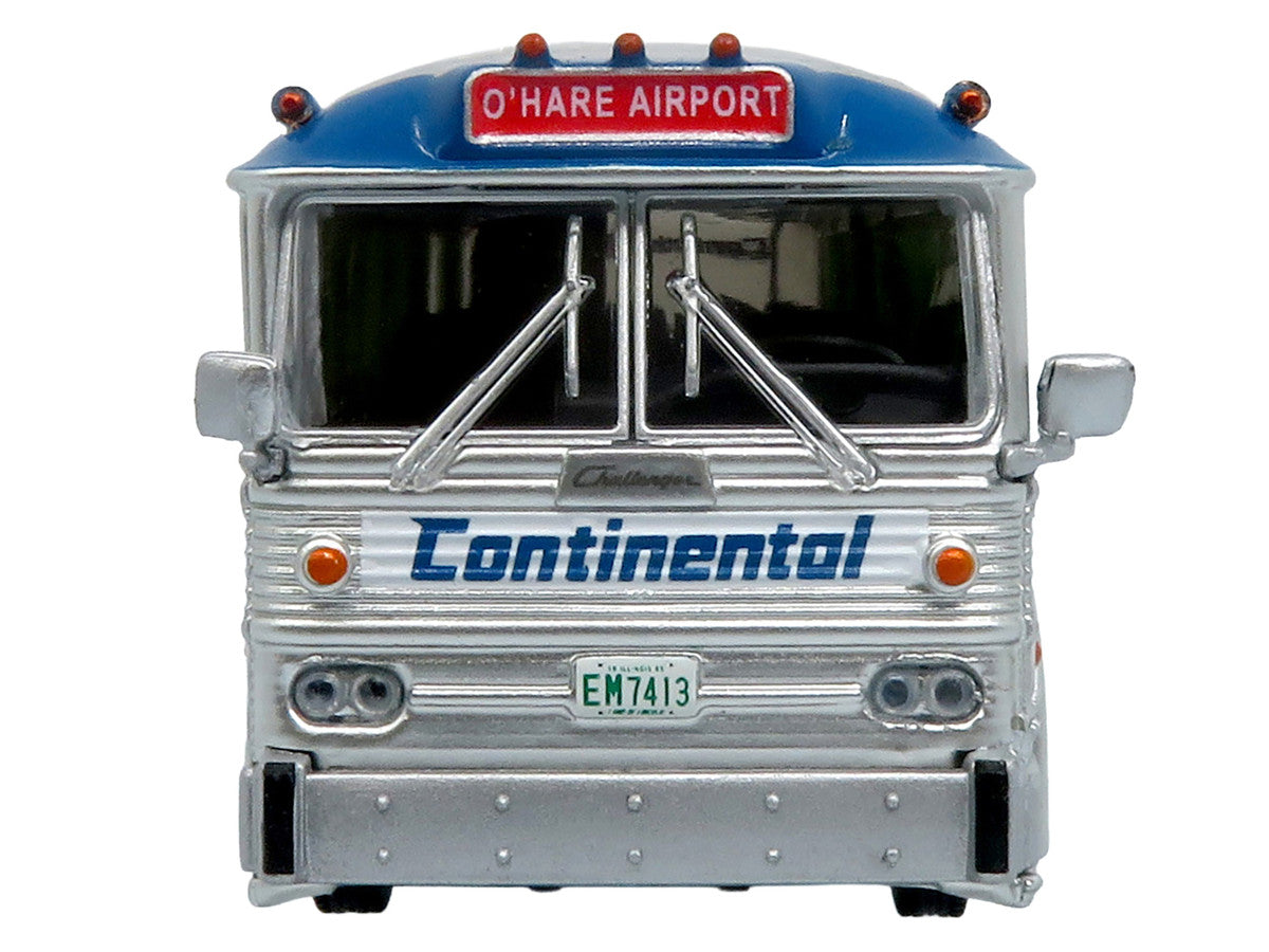 1964 MCI MC-5A Coach Bus "Continental Air Transport" Silver with Blue Stripes "Vintage Bus & Motorcoach Collection" Limited Edition to 504 pieces Worldwide 1/87 (HO) Diecast Model by Iconic Replicas-3