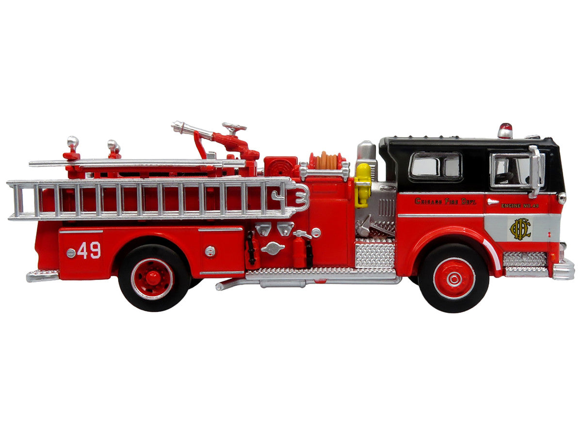 1974 Ward LaFrance Fire Engine "Chicago Fire Department - Engine 49" Red with Black Top "5 Alarm" Series Limited Edition 1/87 (HO) Diecast Model by Iconic Replicas-1