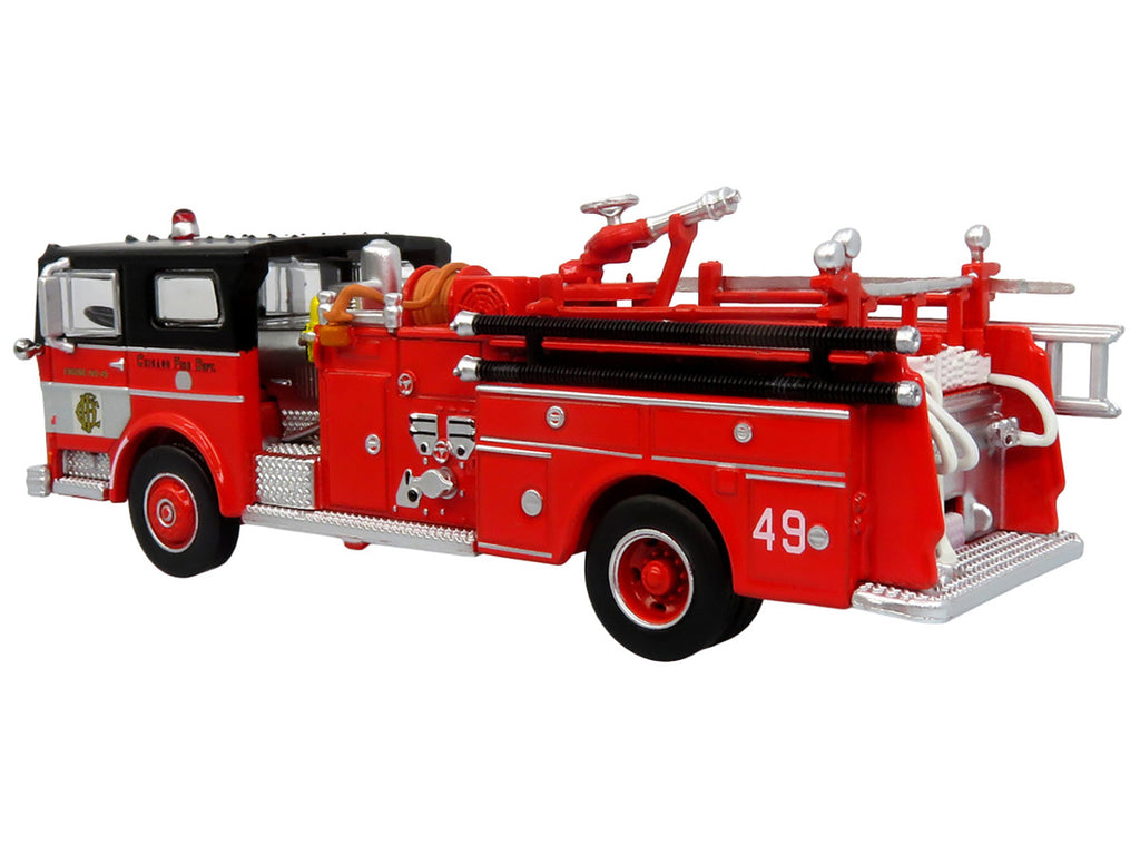 1974 Ward LaFrance Fire Engine "Chicago Fire Department - Engine 49" Red with Black Top "5 Alarm" Series Limited Edition 1/87 (HO) Diecast Model by Iconic Replicas-2