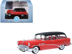 1954 Buick Century Estate Wagon Matador Red and Carlsbad Black with Red Interior 1/87 (HO) Scale Diecast Model Car by Oxford Diecast-0