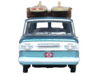 1961 Chevrolet Corvair Greenbrier Passenger Wagon Van Turquoise Metallic and Cameo White with Surfboards on Roof 1/87 (HO) Scale Diecast Model Car by Oxford Diecast-0