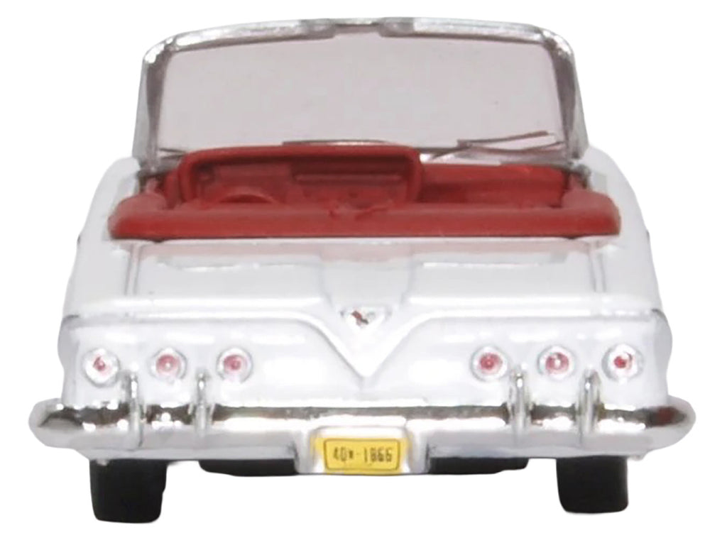 1961 Chevrolet Impala Convertible Ermine White with Roman Red Interior 1/87 (HO) Scale Diecast Model Car by Oxford Diecast-1