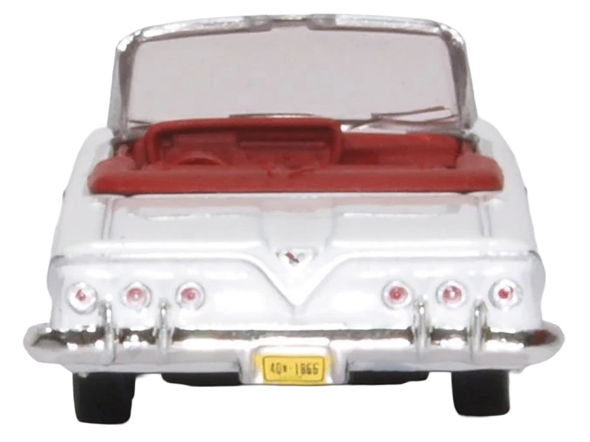 1961 Chevrolet Impala Convertible Ermine White with Roman Red Interior 1/87 (HO) Scale Diecast Model Car by Oxford Diecast-1