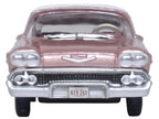 1958 Chevrolet Impala Sport Cay Coral Pink Metallic with White Top 1/87 (HO) Scale Diecast Model Car by Oxford Diecast-2
