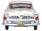 1955 Chrysler New Yorker Deluxe St. Regis Tango Red and Platinum Metallic 1/87 (HO) Scale Diecast Model Car by Oxford Diecast-1