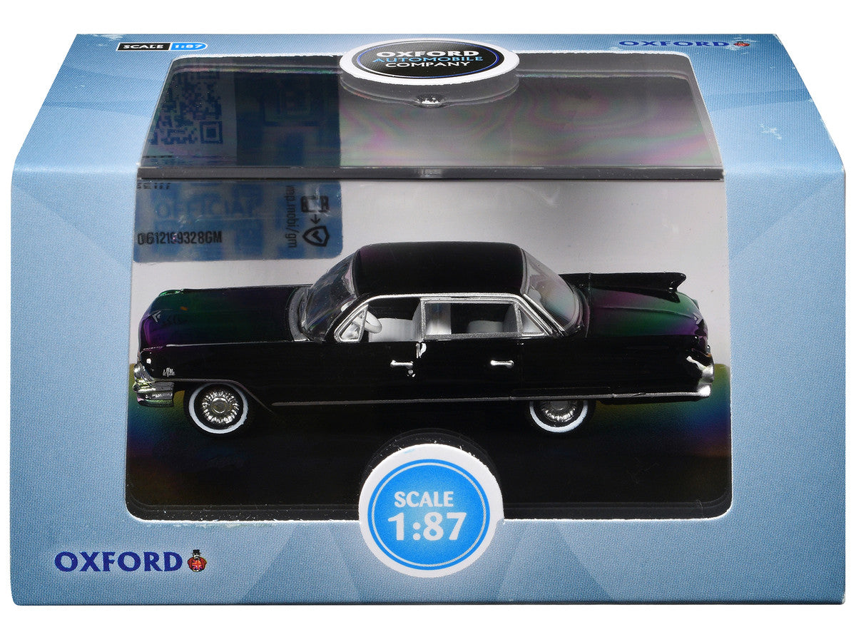 1961 Cadillac Sedan DeVille Ebony Black with White Interior 1/87 (HO) Scale Diecast Model Car by Oxford Diecast-0