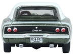 1968 Dodge Charger Racing Green Metallic with White Top and Tail Stripe 1/87 (HO) Scale Diecast Model Car by Oxford Diecast-1