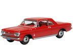 1963 Chevrolet Corvair Coupe Riverside Red with Red Interior 1/87 (HO) Scale Diecast Model Car by Oxford Diecast-1