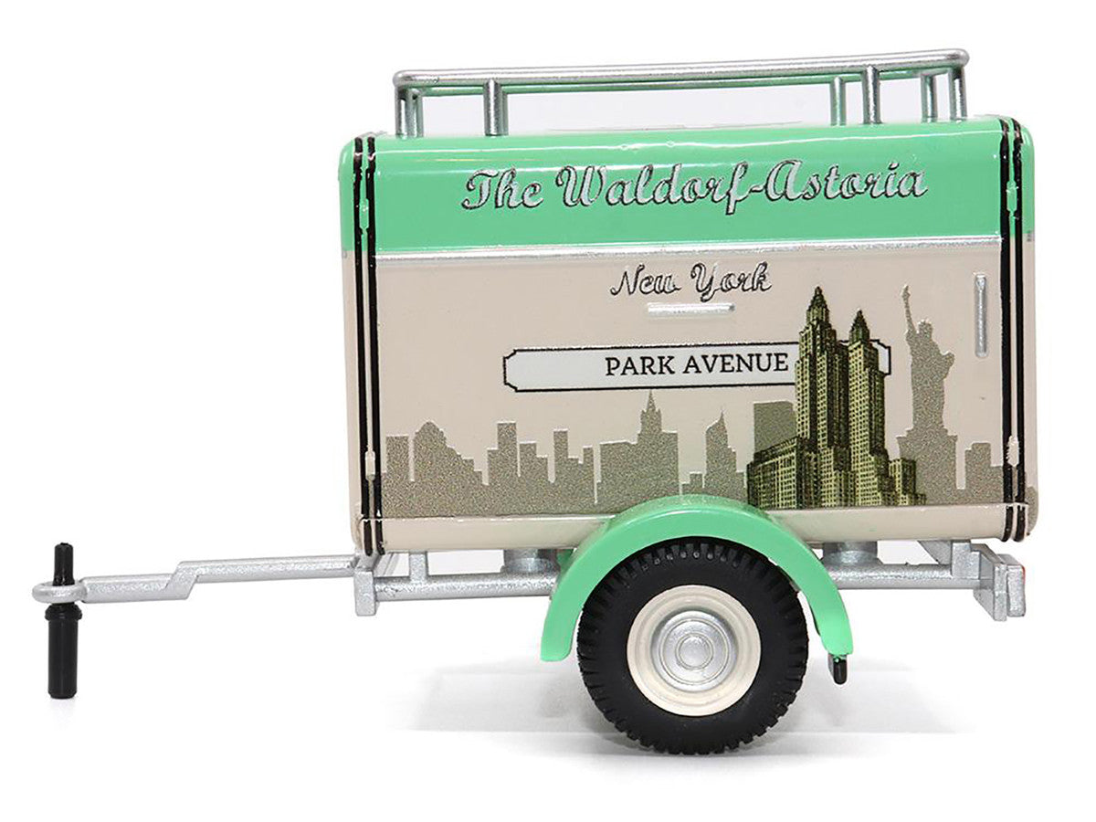 Travel Trailer Beige with Light Green Top "The Waldorf-Astoria Luggage Service New York - Park Avenue" 1/24 Diecast Model Car by Motor City Classics-1