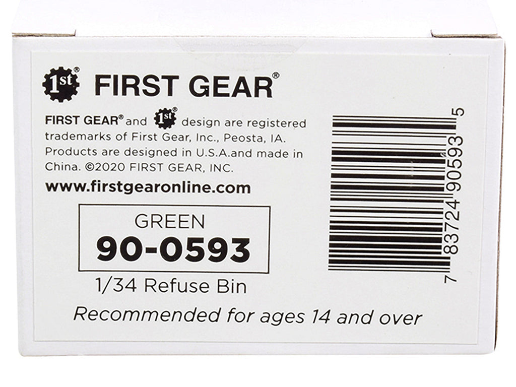 Refuse Trash Bin Green 1/34 Diecast Model by First Gear-2