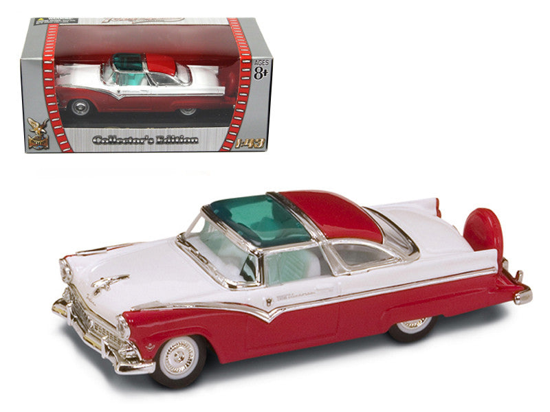 1955 Ford Crown Victoria Red and White 1/43 Diecast Model Car by Road Signature-0