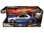 Brian's Nissan GTR Skyline R34 RHD (Right Hand Drive) Silver with Blue Stripes "Fast & Furious 25th Anniversary" 1/24 Diecast Model Car by Jada-2