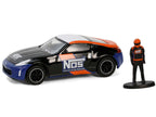 2020 Nissan 370z "NOS Nitrous Oxide Systems" Black with Graphics and Race Car Driver "The Hobby Shop" Series 16 1/64 Diecast Model Car by Greenlight-0