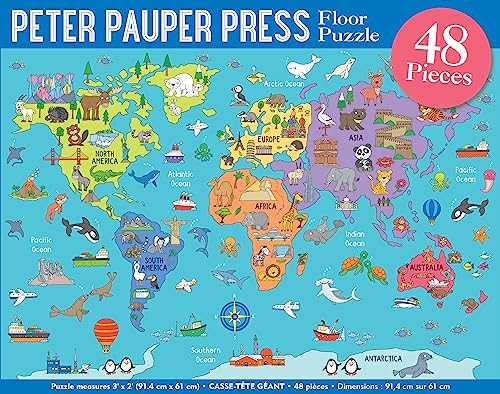 World Map Floor Puzzle (48 Pieces) (36 Inches Wide X 24 Inches High) - Other
