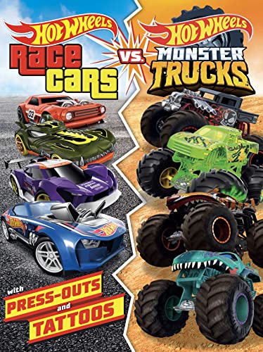 Hot Wheels: Race Cars vs. Monster Trucks: 100% Officially Licensed by Mattel, Activities, Tattoos, & Press-Out Cards for Kids Ages 4 to 8 - Paperback