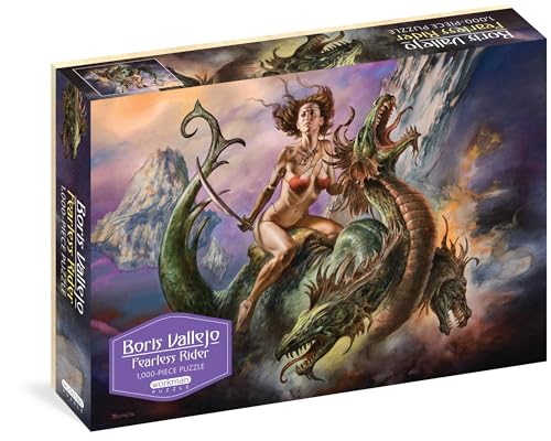 Boris Vallejo Fearless Rider 1,000-Piece Puzzle: For Adults Fantasy Dragon Gift Jigsaw 26 3/8" X 18 7/8" - Other