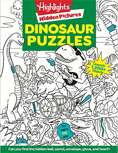 Dinosaur Puzzles: Roaring Fun Hidden Pictures Puzzles with T-Rex, Fossils and More for Kids Ages 6-12, Over 1,900 Hidden Objects for the Ultimate Dino - Paperback