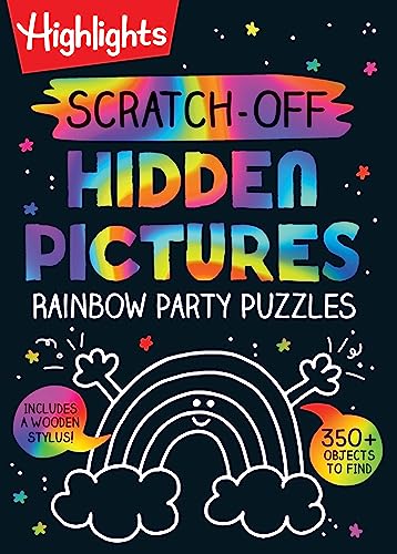 Scratch-Off Hidden Pictures Rainbow Party Puzzles: Over 350 Colorful Objects to Find in This Rainbow Puzzle Book for Kids Ages 6-9 - Spiral