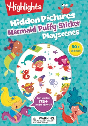 Mermaid Hidden Pictures Puffy Sticker Playscenes: Best Mermaid Gift for Kids 3-6 with Mazes, Matching Games, Mermaid Crafts & Over 50 Mermaid Stickers - Paperback