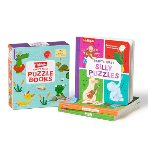 Baby's First Puzzle Books: Set of Interactive Baby Books for Sensory Learning, 3 Play Time Board Books for Babies and Toddlers with Foam Puzzle, Mazes - Hardcover