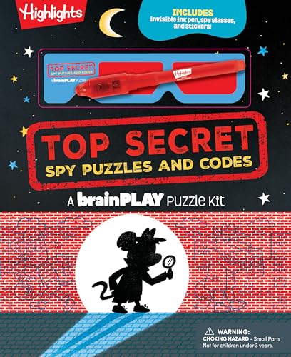 Brainplay Top Secret Spy Puzzles and Codes: Puzzle Book Packed with Brain Teasers and Hidden Pictures Challenges for Kids 7 and Up - Hardcover