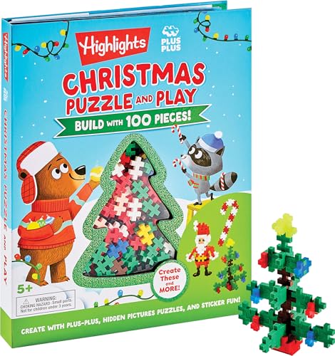 Christmas Puzzle and Play: Build with 100 Pieces!: Holiday Set with Hidden Objects and Plus-Plus Building Blocks for Kids Ages 5 and Up - Hardcover