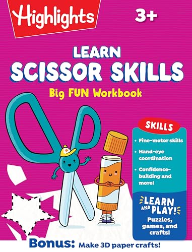 Learn Scissor Skills Big Fun Workbook: Practice Scissor Skills, Cutting and Pasting, Shapes and More, Preschool Cutting Activity Book with Puzzles and - Paperback