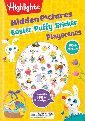 Easter Hidden Pictures Puffy Sticker Playscenes: Easter-Themed Puzzles and Puffy Stickers, Kids Easter Activity Book with Egg Hunt Games, Flower Stick - Paperback