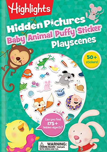 Baby Animal Hidden Pictures Puffy Sticker Playscenes: Seek and Find Puzzle Book with Over 50 Baby Animal Puffy Stickers, Find More Than 175 Hidden Obj - Paperback