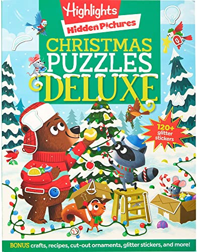 Christmas Puzzles Deluxe: Holiday-Themed Activity Book with Christmas Puzzles and Creative Crafts, Christmas Gift for Kids Ages 4-8 - Paperback