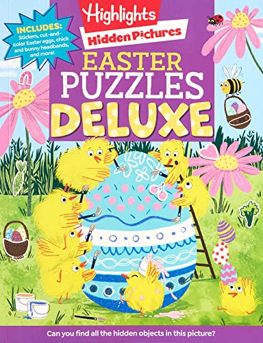 Easter Puzzles Deluxe: Eggs-Tra Special Easter Hidden Pictures Puzzles, Puzzle Book and Easter Basket Stuffer for Kids 4-8 Featuring Easter Stickers, - Paperback