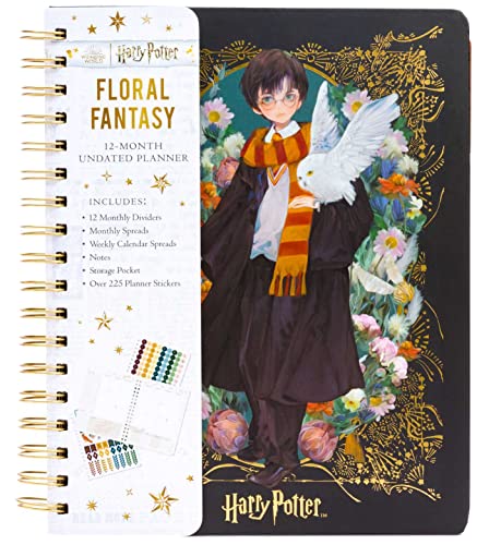 Harry Potter: Floral Fantasy 12-Month Undated Planner: (Harry Potter School Planner School, Harry Potter Gift, Harry Potter Stationery, Undated Planne - Spiral