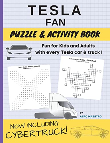 Tesla Fan Puzzle and Activity Book: Fun for Kids and Adults With Every Tesla Car and Truck - Paperback