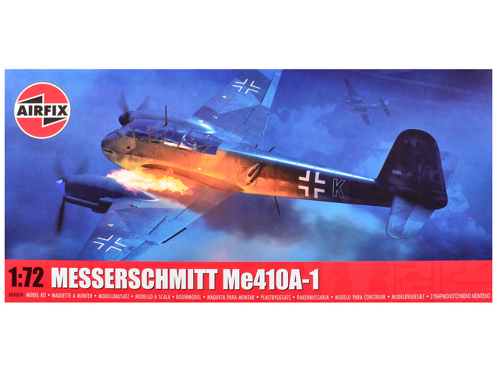 Level 2 Model Kit Messerschmitt Me410A-1 Fighter Aircraft with 2 Scheme Options 1/72 Plastic Model Kit by Airfix-0