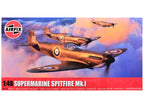 Level 2 Model Kit Supermarine Spitfire Mk.I Fighter Aircraft with 3 Scheme Options 1/48 Plastic Model Kit by Airfix-0